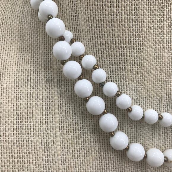 Vintage Purity White Beaded Double Strand Necklace - Picture 2 of 5